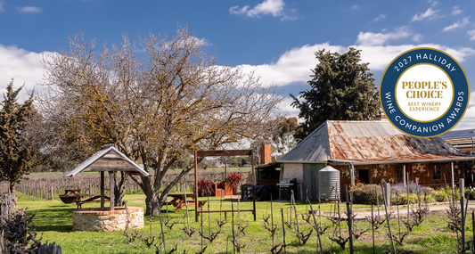 The Gibson Wines ground in the Barossa with the Halliday Wine Companion Peoples Choice Awards logo in the top right corner